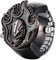 JewelryWe Ringuhr Fingeruhr Herren Totenkopf - Schwarz Vintage Flamme Teufel Dämon Analog Quarz Elastisch Edelstahl Ring Uhr Männer Fingerringuhr Uhrenring für Halloween Vatertag