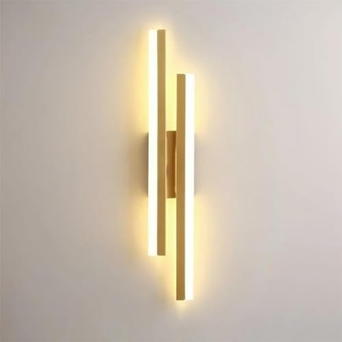 Comely Applique da Parete Interno Moderna in Alluminio, 16W Linea Lampada da Parete, Oro Lampada a Muro LED per Camera da Letto Soggiorno Corridoio Ufficio Scala, Bianco Caldo 3000K