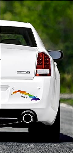 WildeBabsKLBT 15cm Hochwertiger Aufkleber Sticker Decal Autoaufkleber Land Staat Umriss Landkarte Nation Flagge Fahne Regenbogen Kuba englisch Cuba Used-Look