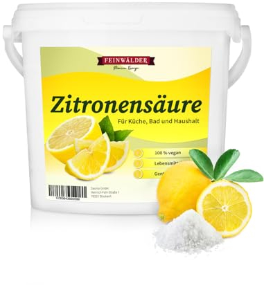 Feinwälder® Premium Zitronensäure Pulver 5 kg in Lebensmittelqualität (E330) für Küche und Haushalt/natürlicher Kalkentferner und Reinigungsmittel/Limonaden, Fruchtsäfte und zum Backen