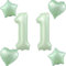 Olive Grün Luftballons Zahl 11+4 pcs herz/stern Folienballon Zahl 11 .Geburtstag mädchen,40 Riesenzahl Ballons 11.geburtstagsdeko Jungen,Zahlenballon 11, Helium Ballons 11 Zahlen Luftballons