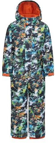 Mountain Warehouse Cloud Kids Snowsuit - Waterproof, Adjustable, One Piece Winter Jumpsuit with Taped Seams & Fleece Lining for Girls & Boys - For Rain, Ski, Winter Dark Khaki Kids Size 3-4 Years