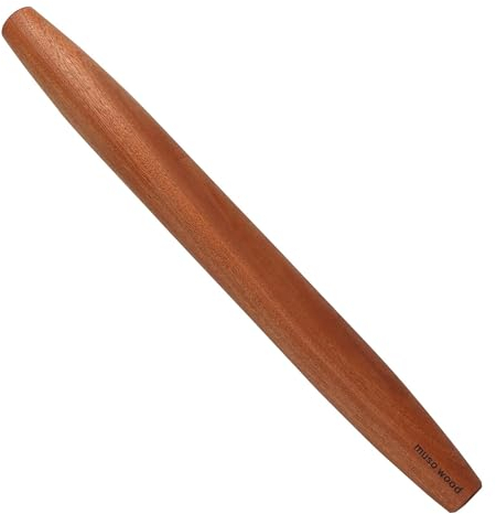 Muso Wood French Rolling Pin, Sapele Wood Rolling Pin for Pizza, Tortillas, Fondant (Conical End 44.5 cm)