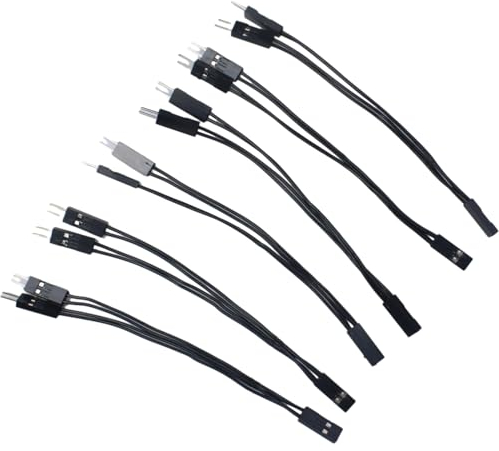 FDXGYH 6 x 2-polige Einzel-Buchse auf Dual-Stecker, schwarz, ein Punkt und zwei Kabel, Stecker für PC-Motherboard, Power-Leuchtdiodenschalter, Reset HDD-Festplatte