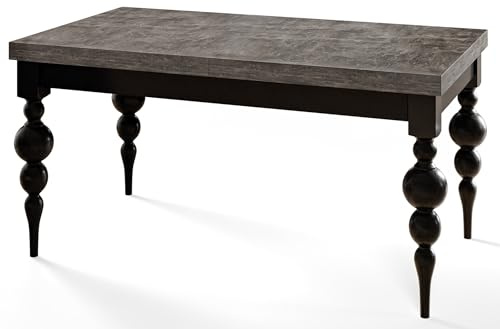 AlpiMeble Esszimmertisch Ausziehbarer, 160x80x78,5cm, Dunkelgrau