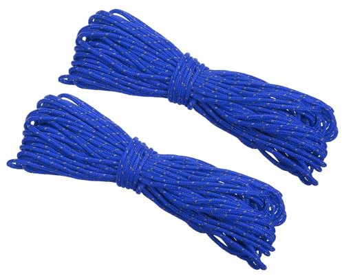 PATIKIL Cuerda Reflectante de 20 Metros para Acampar Cuerda de Paracaídas de 3mm para Tiendas de Campaña Toldos y Excursiones Azul Oscuro (2 Unidades)