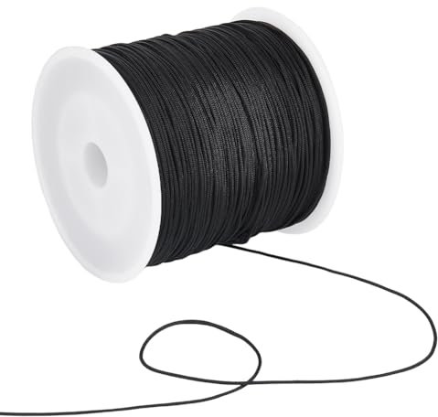 SUNNYCLUE Cordon en Nylon Noir de 100 m, Cordon de Carillon à Vent, Cordon de Remplacement Tressé de 0.8 mm pour Réparation de Stores de Levage de Fenêtres, Rouleaux Romains, Réparation de Plantes de