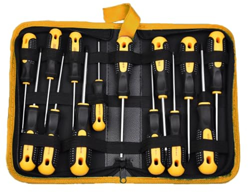 NRGDILY Set di Cacciavite 14 Pezzi, Acciaio al Cromo Vanadio Set di Cacciavite Magnetico (forma di U, a forma di Y, testa triangolare, croce interno), Set Giraviti con Borsa Degli Attrezzi