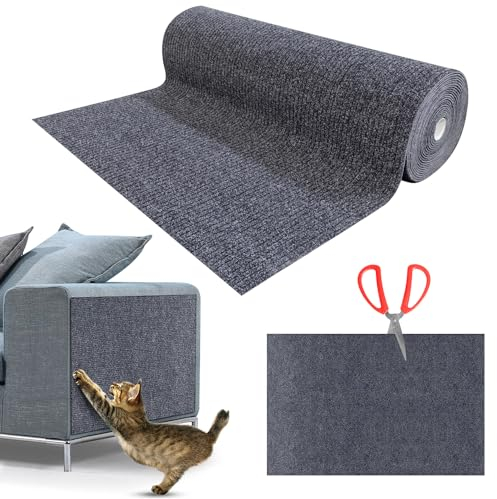 Alfombra Rascador para Gatos,Protector Sofa Gatos Arañazo,Tapete Rascador para Gatos con Autoadhesivo,DIY Climbing Cat Scratcher,Alfombra Autoadhesiva para Gato para Proteger Alfombrasy Gris Oscuro