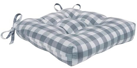 Generisch VcJta Klassisches Gingham-Karo-Kissen-Set – 6-teilige Kissen im Landhaus-Stil für gemütliche Küche, Esszimmer (Grau/Weiß)