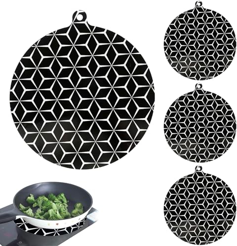 VireEyU Set da 4 Tappetini Protettivi per Piano Cottura a Induzione - Ø 22 cm - Tappetino in Silicone Resistente al Calore fino a 300°C - Tappetino Antiscivolo per Piani Cottura a Induzione.