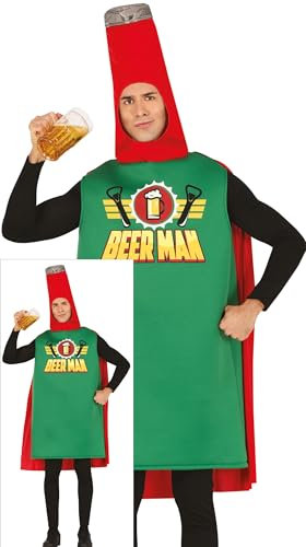 FIESTAS GUIRCA Beerman Mens Fancy Dress Costume - Beer Bottle Funny Mens Costume - Bachelor Party Stag Do Fancy Dress Men Size L