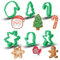 PTaizjjz Mini Christmas Cookie Cutter Set, 6pcs Biscuit Cutters, Gloves/Xmas Tree/Cane/Snowflake/Gingerbread Man/Santa Claus Shape Cookie Stamps for Christmas Party