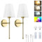Lightess 2 Battery Operated Wall Lights for Living Room Battery Wall Lamp RGB Dimmable Rechargeable Wall Lights Indoor Wireless Wall Sconce for Bedrooms Cordless Sconce Touch&Remote Control