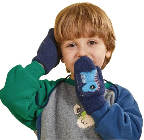 Ccomage Gants d'hiver chauds en polaire pour enfants de 1 à 5 ans avec ficelle - Doublure en peluche épaisse - Mitaines extensibles pour garçons et filles - Gants magiques extensibles pour sports de