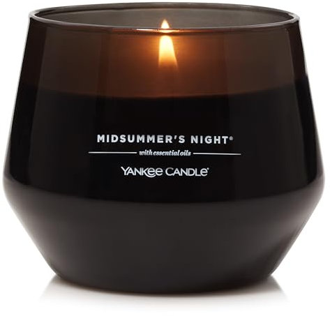 Yankee Candle Studio Duftkerze | Mittelgroße Kerze Midsummer's Night | Lang brennende Kerzen: 35-50 Stunden | Stilvoll designtes Glas mit schwarzem Wachs |Perfekte Geschenke für Frauen & mehr