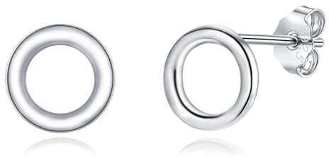 Cangall 925 Sterling Silber Kreis Ohrstecker, Hypoallergen Flache Rund Ohrringe Stecker, Unisex Schlafen Knorpel Silber Ohrringe Ohrschmuck für Damen, Mädchen, Männer