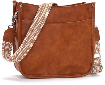 RQJZ Umhängetasche damen mittelgroß bags for women damen-schultertaschen damenhandtasche mit Breitem Gurt & Mehreren Fächern für den Alltag Retro-Braun