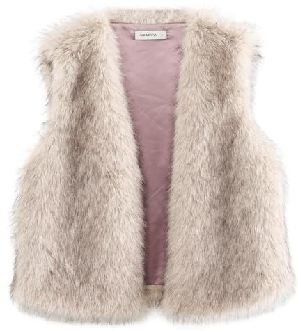 Amazhiyu Fellweste Damen Kunstfell Weste Kurz Plüschweste Herbst Winter