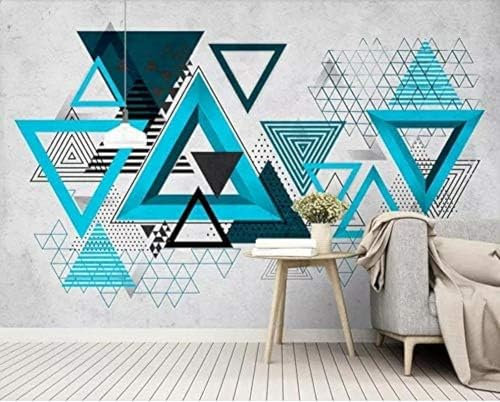 Navy Blue Alphabet Pictures Geometric Triangles 3D Wallpaper Office Living Room Sofa Bedroom Tv Background Wall Decoration-430cm×300cm