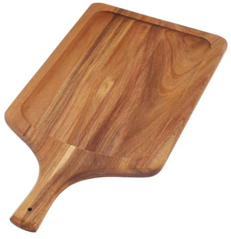 FELTECHELECTR Piatto Da Portata in Legno Naturale Tagliere Multiuso Per Affettati e Pane Manico Ergonomico Per Servire Cibo Facilmente Resistente All Usura Per Ristoranti e Chef