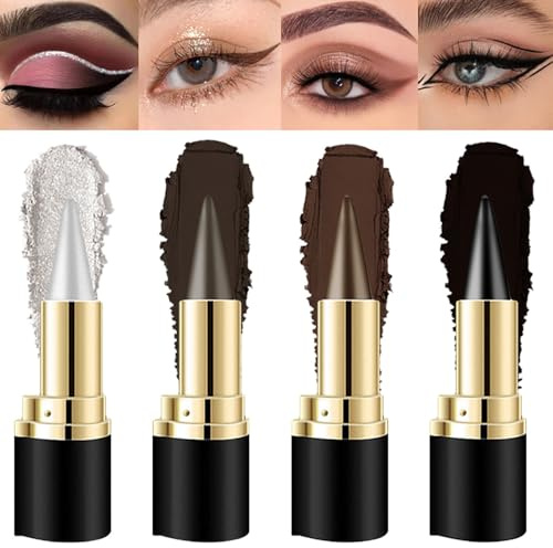 YIBABY 4-Farbiger, Schnell Trocknender, Wasserfester Eyeliner & Lidschatten (Schwarz, Braun, Silber, Grau)