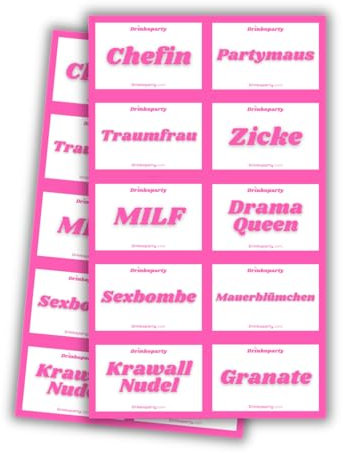 50x Pinke Version Malle Sticker Set in Top-Qualität mit UV-Beschichtung | 10 Motive x 5 Sticker | Malle Accessoire Sauf Saufen JGA Frauen Mallorca Aufkleber Saufen Festival Party | Drinkoparty