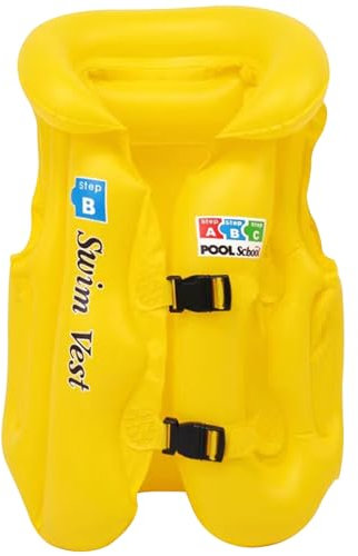 Gilet de Natation Gonflable pour Enfants, Gilet de Sauvetage Gonflable en PVC avec Protection la tête, Gilets Sauvetage sécurité pour Enfants avec Double Boucle, Natation portab