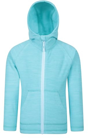 Mountain Warehouse Snowdonia II Kapuzenpullover für Kinder – Microfleece-Oberteil mit durchgehendem Reißverschluss und Fronttaschen - Frühling Sommer, Mädchen Hellblau 152