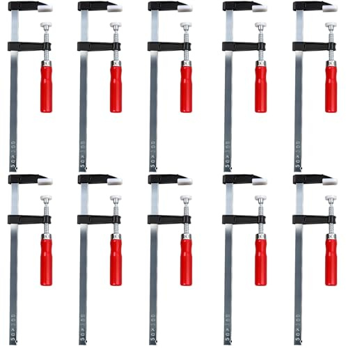 SBGGRL Schraubzwingen-Set, 10 Stück F-Klemme 300 mm/200 mm/150 mm, Tiefe 50 mm, Gusseisen, für Holzbearbeitung DIY Handwerkzeuge, 300 mm