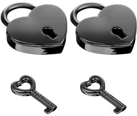 2Stück Vorhängeschloss Klein Herzschloss mit Schlüssel Metall Kleines Tagebuchschloss Mini Herzförmiges Vorhängeschloss, Mini Schmuckvorhängeschloss für Tagebücher Halskette Buchvorhängeschlösser