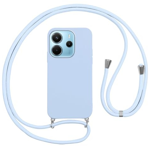 Vauki Funda con Cuerda para Xiaomi Redmi Note 14 4G Global Carcasa con Correa Colgante Ajustable Collar, Suave Silicona TPU Case Anti-Choque con Cuello Cadena Cordón Ultrafina Caso-Azul