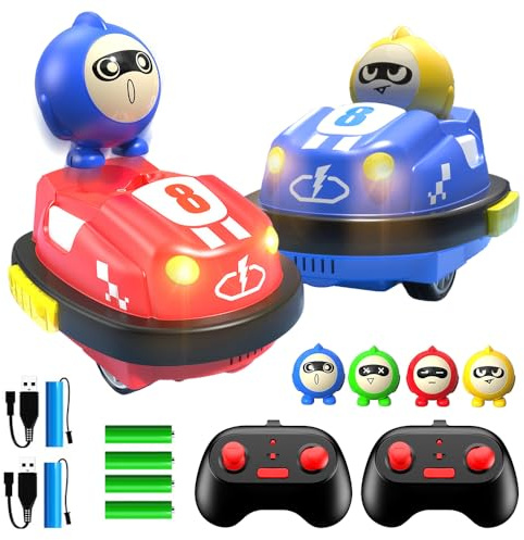Hojalis Ferngesteuertes Gegeneinander Spielzeugauto, 2 Stück RC Bumper Cars Mit Puppe Auswerfbar, Ferngesteuerter Autoscooter, Ferngesteuertes Auto Mit Musik & Licht, Für Jungen Und Mädchen Ab 6 Jahre
