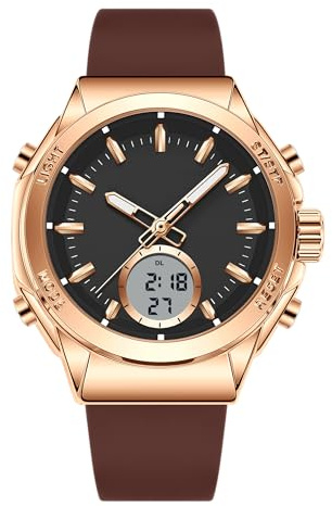 Damen-Armbanduhr, wasserdicht, Sportuhren für Damen, mit weichem Silikonband, modische Damen-Armbanduhr mit digitaler, analoger Dual-Anzeige, Alarm, Datum, Nachtlicht für Frauen und Mädchen