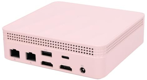 Yanmis -PC-Computer, 2,4 G/5 G Dualband-WLAN DDR4 Bluetooth 4.2 Typ C -Desktop-Computer, USB, HDMI, Gigabit-Ethernet, für Heimunternehmen (16G und 1 TB Pink)