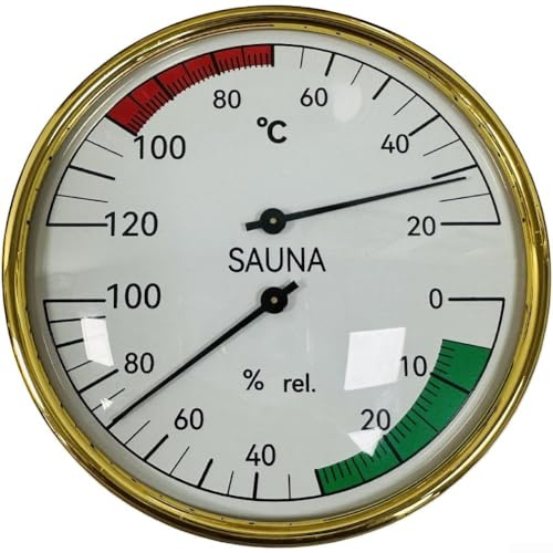 Sauna Thermometer and Hygrometer, High Temperature Resistant Battery-Free Dial Gauge Large Wall Mounted Humidity Meter