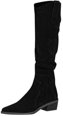 cfpqv Botas largas para mujer, invierno, ante hasta la rodilla, botas altas de invierno, cálidas, botas largas, con cordones, botas de caña ancha con tacón grueso