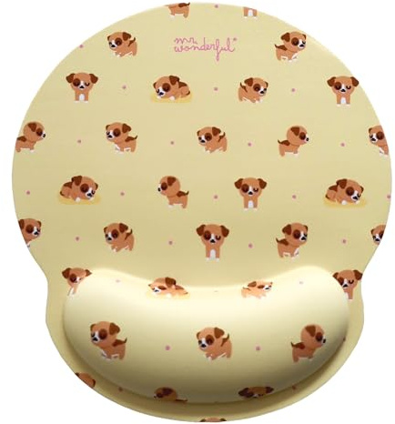 WONDEE Mr Wonderful Gel Mauspad mit Handgelenkauflage Hunde Design - Ergonomisches Mousepad mit handauflage das Macht Freude - Geschenke für Mädchen und Frauen