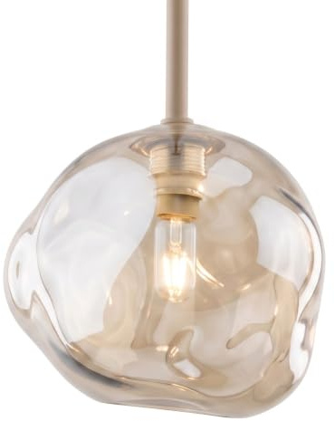 Licht-Erlebnisse Hängelampe Beige Cognac Metall Glas G9 außergewöhnlich stylisch dekorativ hoch B:15 cm elegante Pendelleuchte