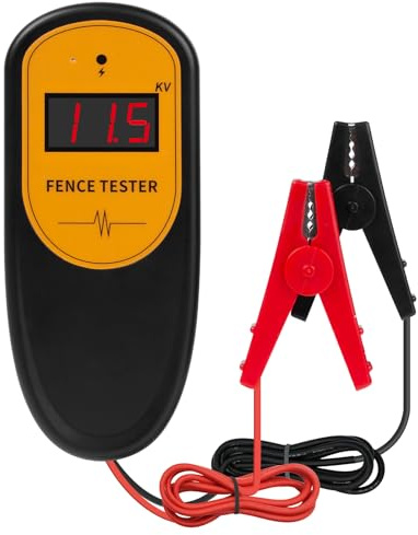 FarmNix Digitales Elektrozaun Prüfgerät 0.5–13KV, Zaunspannungsprüfer | mit Krokodilklemmen, Präziser Elektrozaun Tester zur Fehlerortung, Inkl. 9V Batterie