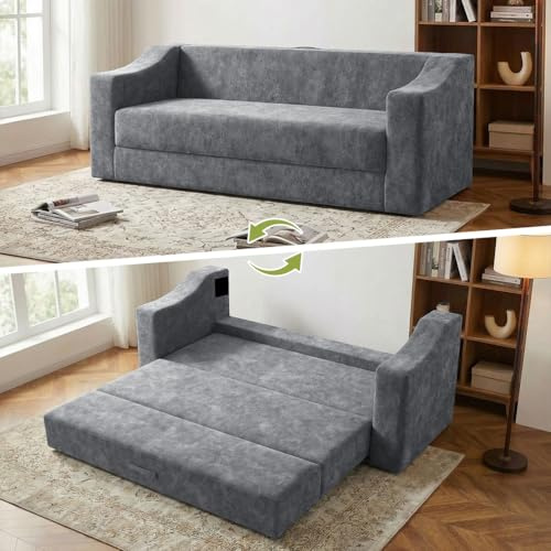 Aocase Klappbares Bodensofa 200 cm Breite als Doppelbett, Boneless Futon-Schlafsofa mit Abnehmbarer Hülle, Sofa mit Schlaffunktion, 2-Sitzer Sofa faltbar, Platzsparend für Wohnzimmer & Schlafzimmer
