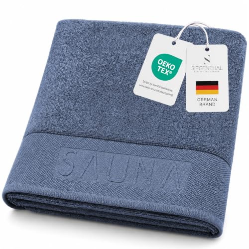 SIEGENTHAL® Saunahandtuch XXL 80x200 cm aus 100% Baumwolle – Saunatuch für Damen & Herren, Badetuch & Strandtuch, Saugstark, Schnelltrocknend – Blau