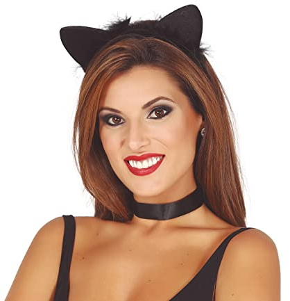 schwarze Katzen Ohren schwarzes Fell für Damen Karneval Fasching Party schwarz Katze
