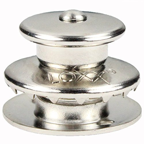 5 Stück LOXX® Oberteil Knopf Groß für Stoff bis 4 mm - Messing vernickelt Schnellverschluss