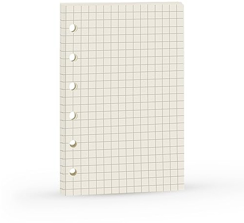 A7 Refill,Pocket Notebook, Grid 6 Hole Paper,100gsm Thicker Paper,4.84 x 3.23'', Harphia(Grid Square)