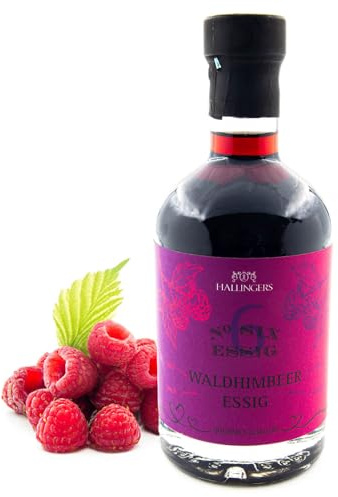 Hallingers Genuss Manufaktur Gourmet-Essig Geschenk - für Salate, Getränke & Speisen, wertige Geschenkflasche No. 6 5,3% Säure Wald-Himbeer-Balsam, Geschenkidee für Frauen Männer