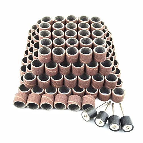 Merryland Schleifhülse für Dremel 184 Stück, Schleifband 120# 13 X 13 mm 180 Stück und Schleifwalze 4 Stück, SchleifenBand für Maniküre Pediküre, Mini Drehwerkzeug Zubehör Elektrowerkzeuge, RMTA184C3