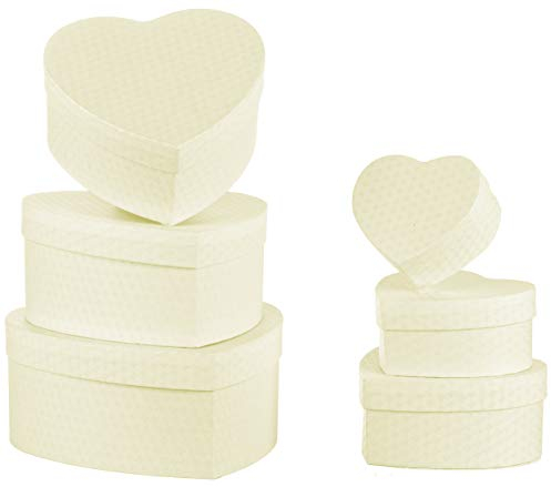 Brandsseller Herz Form Geschenkbox Aufbewahrungsbox - Stabiler Karton - 6er Set in absteigender Größe Weiss