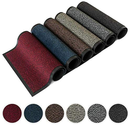 FlickBuyz Door Mat – Heavy Duty Door Matts Indoor – Indoor & Outdoor Barrier Mat, Soft & Stylish Rubber Mat, Heavy Duty Non-Slip Doormats for Kitchen, Hallway, Office (Grey-Black, 40 x 60 cm)