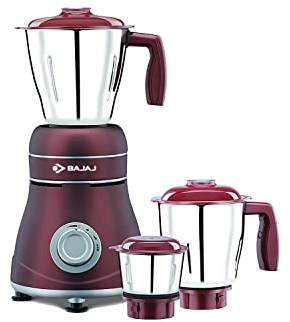 Bajaj Ivora 800W Indian Mixer Grinder with Anti-Bacterial Coating and Nutri-Pro Feature, 3 Jars, Crimson Red | Extra International Adaptor|1 Month Warranty|2 Year Motor Warranty